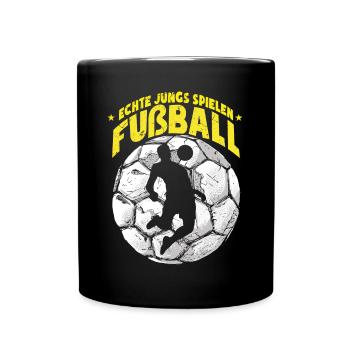 Echte Jungs Spielen Fußball Fußballspieler - Tasse einfarbig - Schwarz - Vorne