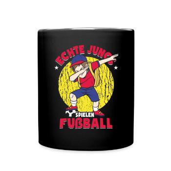 Echte Jungs Spielen Fußball - Tasse einfarbig - Schwarz - Vorne