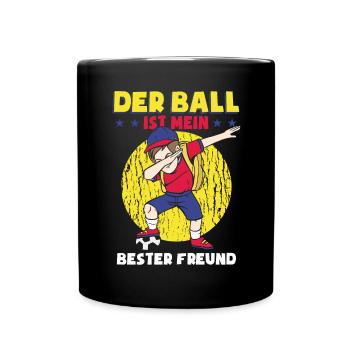 Der Ball Ist Mein Bester Freund - Tasse einfarbig - Schwarz - Vorne
