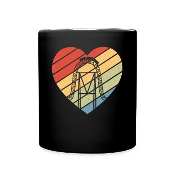 Theme Park Vacation Retro Heart Roller Coaster - Full Colour Mug - black - Front