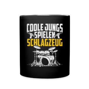 Coole Jungs spielen Schlagzeug - Tasse einfarbig - Schwarz - Vorne