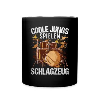 Coole Jungs spielen Schlagzeug - Tasse einfarbig - Schwarz - Vorne