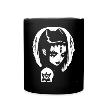 Dark Art Occult Gothic Batcave Girl Post Punk Bat - Full Colour Mug - black - Front