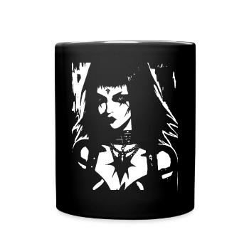 Dark Art Occult Gothic Batcave Girl Post Punk Bat - Full Colour Mug - black - Front