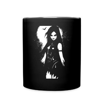 Dark Art Occult Gothic Batcave Girl Post Punk Bat - Full Colour Mug - black - Front