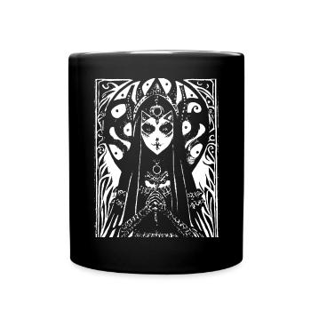 Fantasy Post Punk Keltische Stammeskunst Batcave Girl - Tasse einfarbig - Schwarz - Vorne