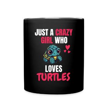 Crazy Girl Zoo Animal Gift Turtle - Mug uni - noir - Devant