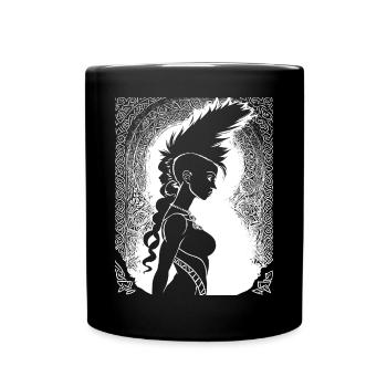 Fantasy Post Punk Celtic Tribal Art Batcave Girl - Full Colour Mug - black - Front