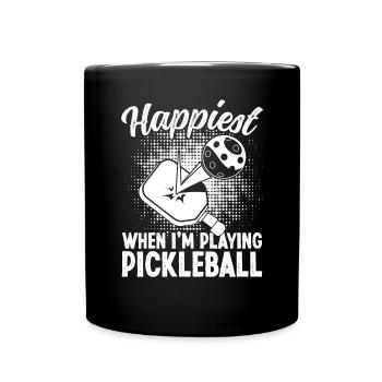 Happiest when i'm playing Pickleball - Tasse einfarbig - Schwarz - Vorne