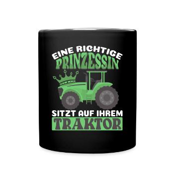 Landwirtschaft Bäuerin Gehe Traktor fahren - Tasse einfarbig - Schwarz - Vorne