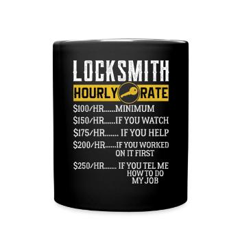 Locksmith Hourly rates Locksmith - Full Colour Mug - black - Front
