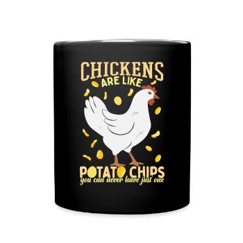 Les poulets sont comme des croustilles - Mug uni - noir - Devant