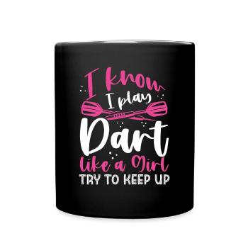 Une fille joue aux fléchettes - Mug uni - noir - Devant