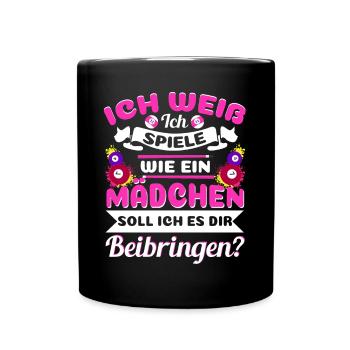 Billard Mädchen Billardspielerin - Tasse einfarbig - Schwarz - Vorne