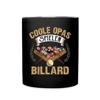 Billard Opa Billardspieler Coole Opas - Tasse einfarbig - Schwarz - Vorne