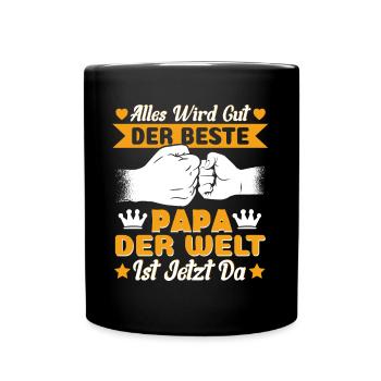Vatertag Papa Alles wird gut der beste Papa - Tasse einfarbig - Schwarz - Vorne