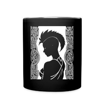 Fantasy Post Punk Celtic Tribal Art Batcave Girl - Full Colour Mug - black - Front