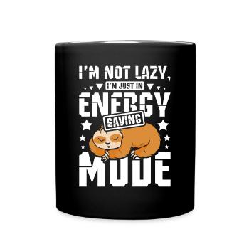 Power saving mode Sleeping Sloth - Full Colour Mug - black - Front