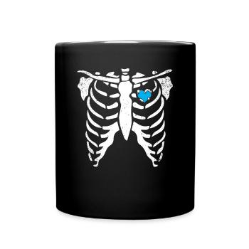 Skeleton Ice Heart Rib Cage X-Ray Funny Halloween - Tasse einfarbig - Schwarz - Vorne