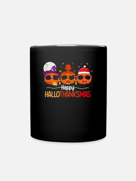Joyeux HalloThanksMas Citrouille Noël Halloween - Mug uni - noir