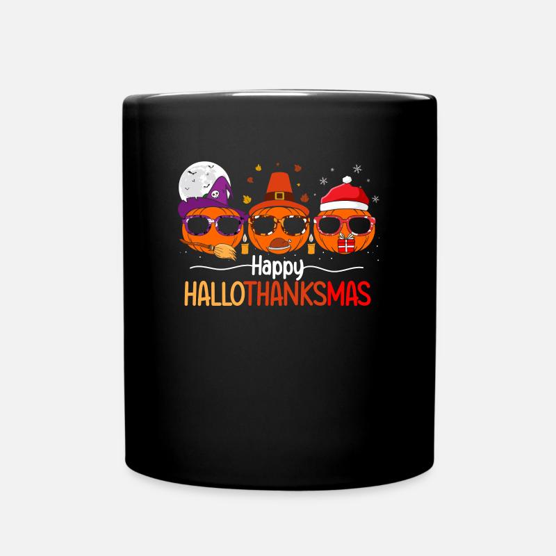 Joyeux HalloThanksMas Citrouille Noël Halloween - Mug uni - noir