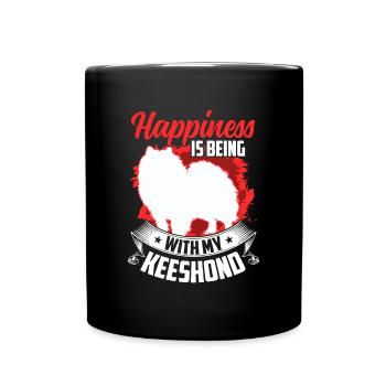 Wolfsspitz makes me happy German Keeshond - Full Colour Mug - black - Front