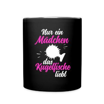 Mädchen das Kugelfisch liebt Riesenkugelfisch - Tasse einfarbig - Schwarz - Vorne