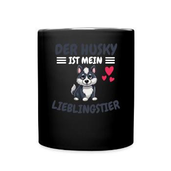Lieblingstier Haustier Hunde Geschenk Husky - Tasse einfarbig - Schwarz - Vorne