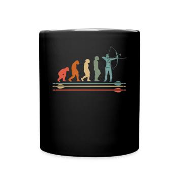 Bogenschütze Bogenschießen Evolution Vintage - Tasse einfarbig - Schwarz - Vorne