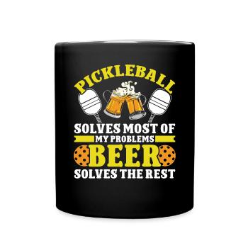 Pickleball and Beer - Tasse einfarbig - Schwarz - Vorne