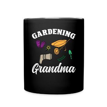 Gardening Grandma - Tasse einfarbig - Schwarz - Vorne