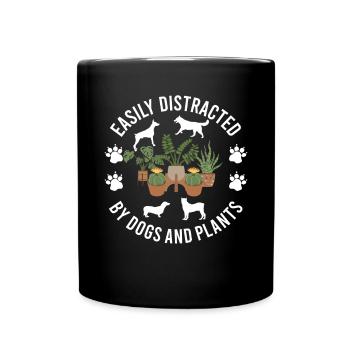 Facilement distrait par les chiens et les plantes - Mug uni - noir - Devant