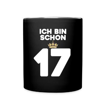 17. Geburtstag Geschenk - 17 Jahre mit Krone - Tasse einfarbig - Schwarz - Vorne