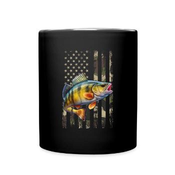 Yellow Perch american flag, Yellow Perch - Tasse einfarbig - Schwarz - Vorne