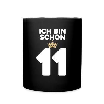 11. Geburtstag Geschenk - 11 Jahre mit Krone - Tasse einfarbig - Schwarz - Vorne