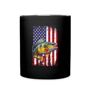 Yellow Perch american flag, Yellow Perch - Tasse einfarbig - Schwarz - Vorne