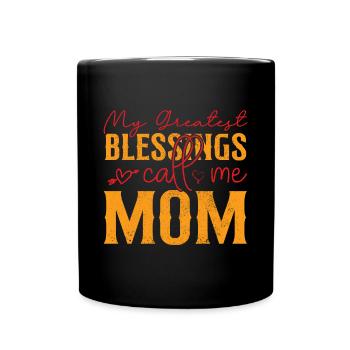 Mom Mom Mom Mother's Day - Mother's Day Design - Full Colour Mug - black - Front