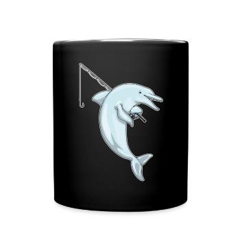 Canne à pêche Dolphin Pêcheur Canne à pêche - Mug uni - noir - Devant