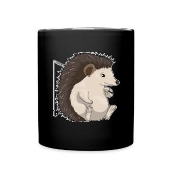Canne à pêche Pêcheur hérisson Canne à pêche - Mug uni - noir - Devant