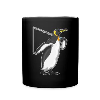 Pinguin Angler Angelrute Angeln - Tasse einfarbig - Schwarz - Vorne
