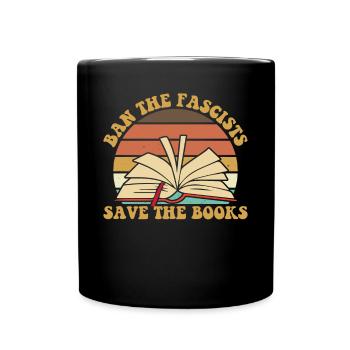 Verbot die Faschisten retten die B�cher Retro verb - Tasse einfarbig - Schwarz - Vorne