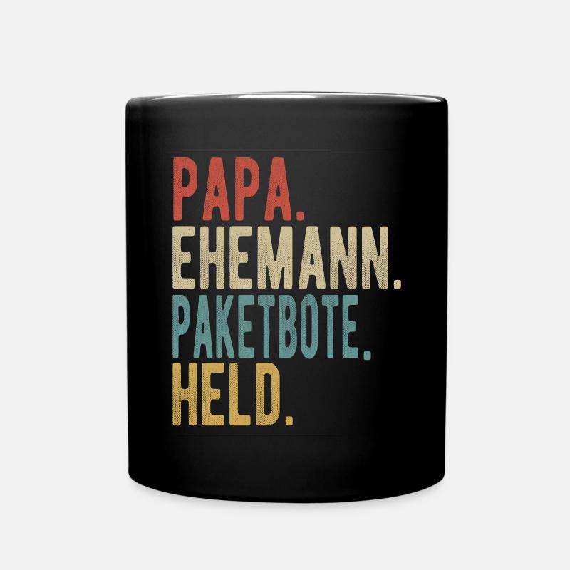 Paketbote Papa Ehemann Held - Tasse einfarbig - Schwarz