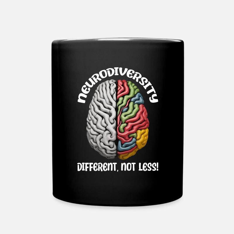 "Different, Not Less" Neurodiversity - Full Colour Mug - black