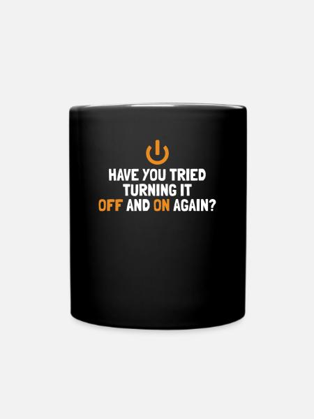 Essayez de l’éteindre et de le rallumer Opérations informatiques - effectué. - Mug uni - noir