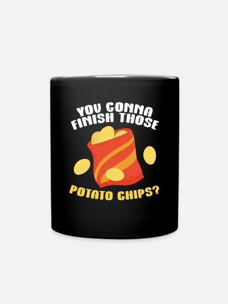 Chips Essen Snacks Süßigkeiten Geschenk - Tasse einfarbig - Schwarz