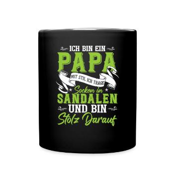 Ich bin der Papa mit Stil - Tasse einfarbig - Schwarz - Vorne
