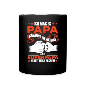 Vatertag Vater Superpapa Papa - Tasse einfarbig - Schwarz - Vorne