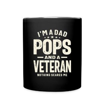 Papa Pops und Veteran, nichts macht mir Angst! - Tasse einfarbig - Schwarz - Vorne