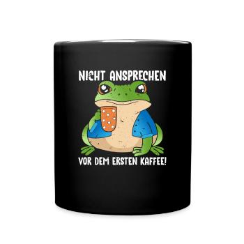 Pinguin Nicht Ansprechen Vor Dem Ersten Kaffee - Tasse einfarbig - Schwarz - Vorne