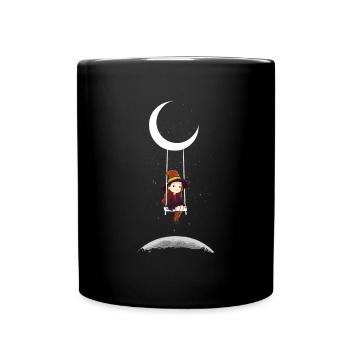 Hexe auf Mond Schaukel Halloween Kostüm - Tasse einfarbig - Schwarz - Vorne